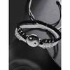 2pcs Jewelry Set Couple Black White Tai Chi Bracelet Rope Adjustable Chain Set Simple Style Daily Wear Jewelry