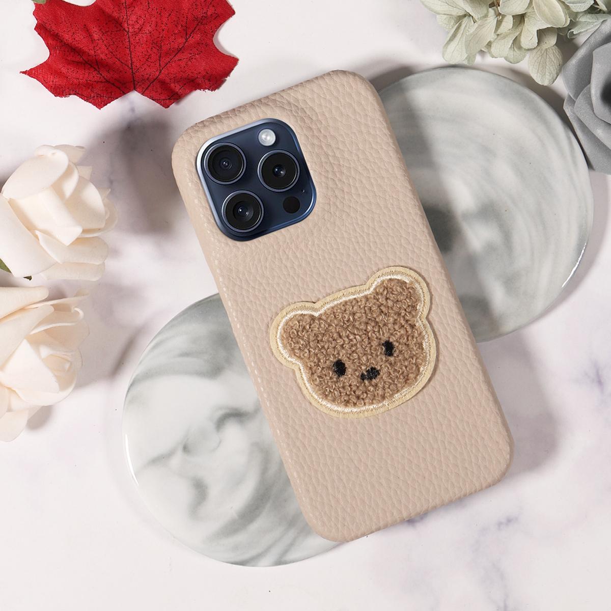 

Чехол для телефона из искусственной кожи с рисунком медведя для iPhone16 15 14 13 12 11Pro Pro Max Plus Mini X XR XS XS Max 7 8 Series, противоударный чехол For iPhone 13 Pro&Artificial Leather