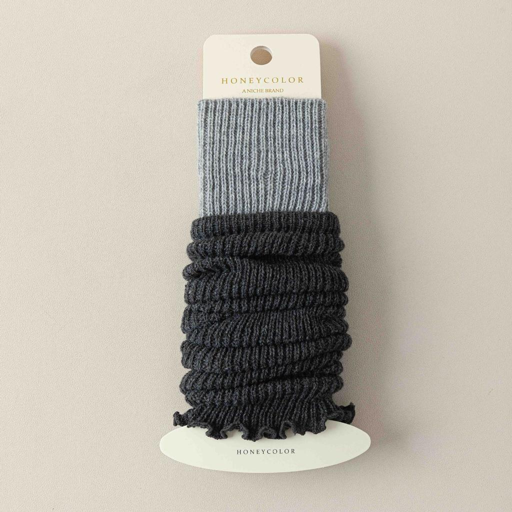 Color-Blocked Sock Covers Stacked Warm Knitted Calf Socks Gray Gray White Leg Cover Flared Sheath