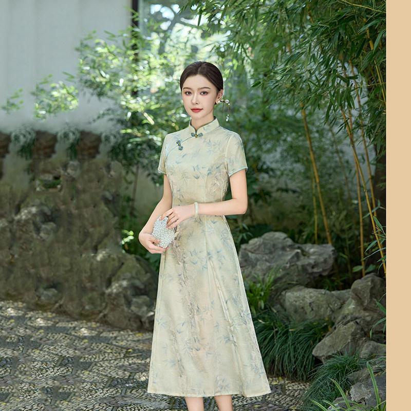 Skinny mother national style new Chinese daily Suzhou improved cheongsam 1011 new women's high-end dress summer