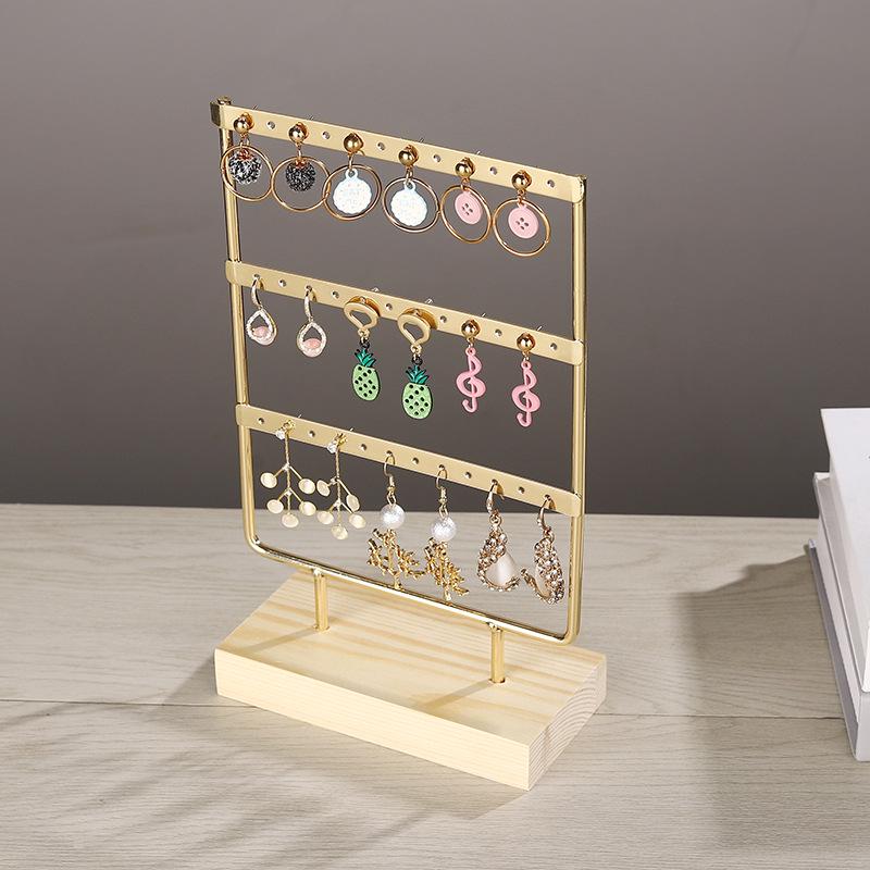 Solid Wood Iron Art Earring Holder Jewelry Display Stand for Home Storage and Hanging Ear Studs.