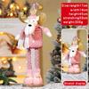 Pink Santa Claus Knitted Elk Doll Window Scene Christmas Decoration Xmas Ornament Telescopic Doll