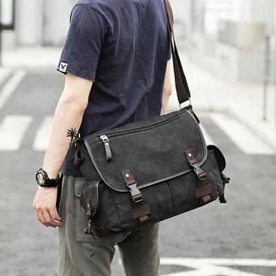Fashionable and Casual Student Schoolbag, Single-shoulder Crossbody Bag, Canvas Bag, Men's Single-shoulder Crossbody Bag