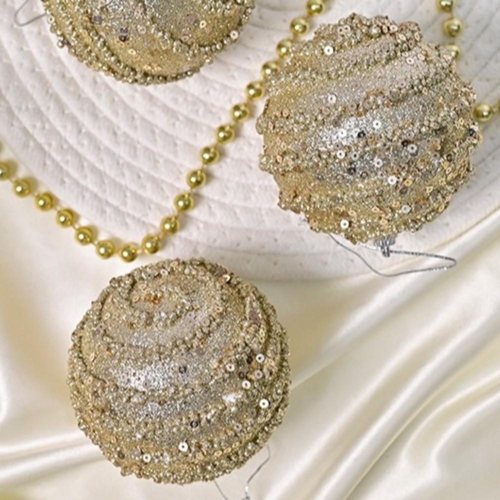 Champagne Christmas Spheres Pendant Foam Xmas Balls Pendant Festive Party Decor