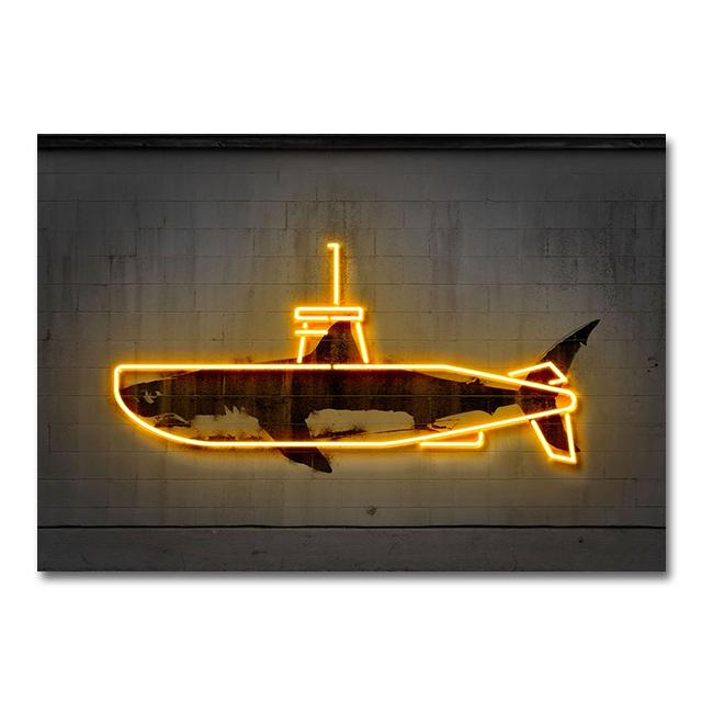 Neon Art Animals Canvas Prints Paintings Abstract Tiger Zebra Balloon Dog Bull Graffiti Posters Unique Home Bar Wall Art Decor