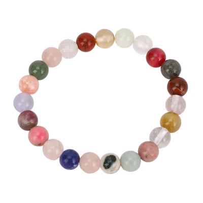 Nature Stone Bracelet 8mm Rain Proof Comfortable Slick Finish Elastic Stretchy Round Beads Bracelet