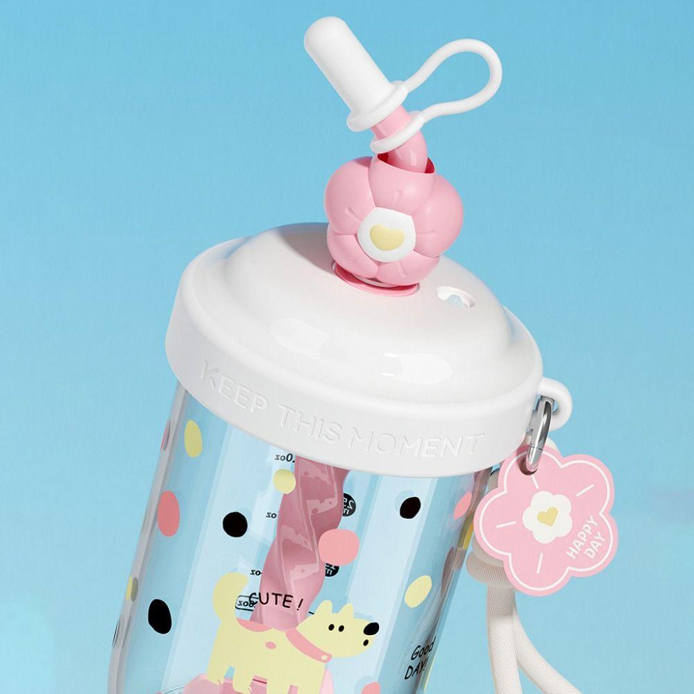 580ML Drinking Cup With Straw Stirring Cup Kawaii Whey Protein Shaker Bottle  Fruit Juice