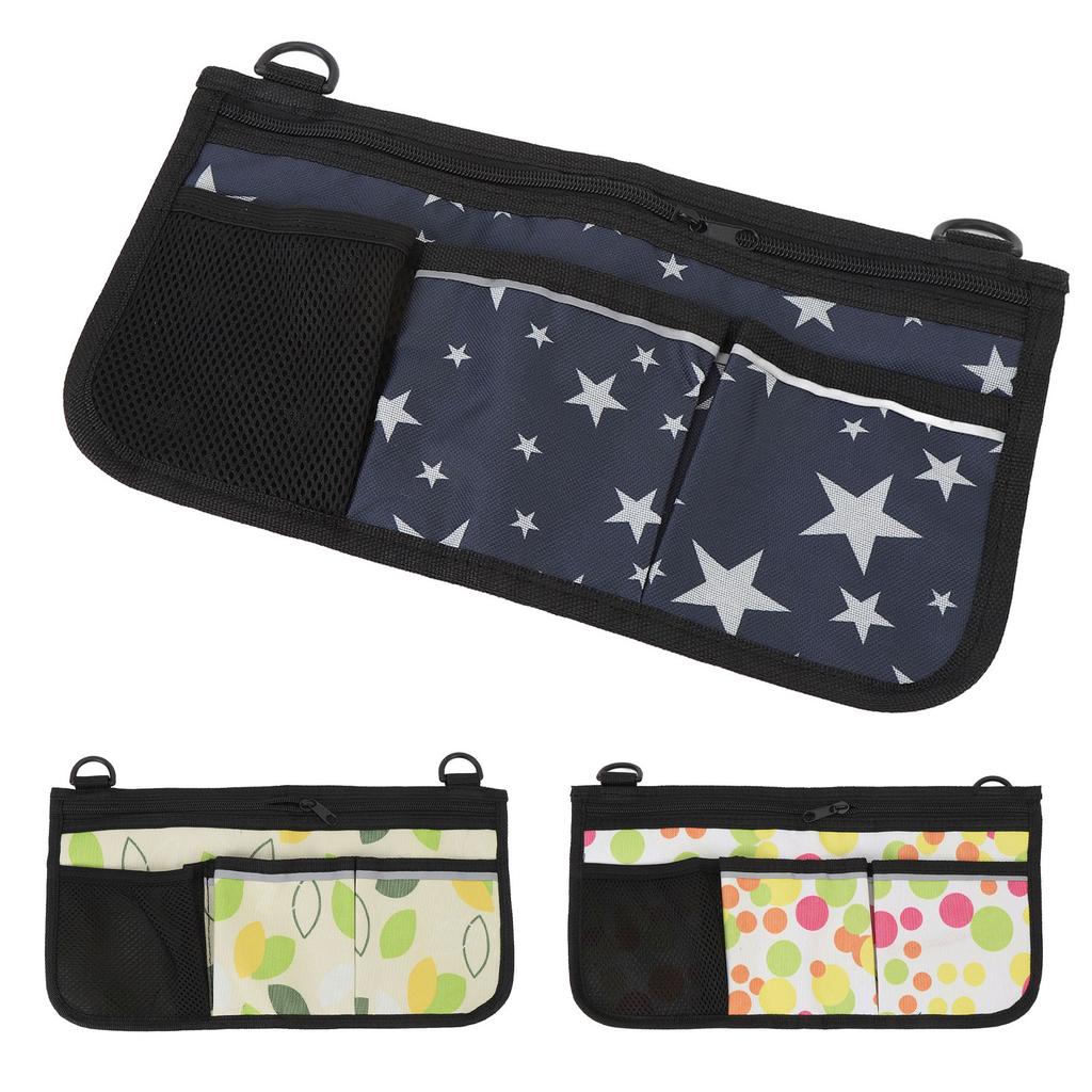 Wheelchair Side Bag with Cup Holder Water Proof 600D Oxford Cloth Multiple Pocket Adjustable Strap C