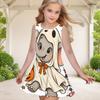 Girls Round Neck Sleeveless Cartoon Chicken Pumpkin Printed A Line Flared Dress