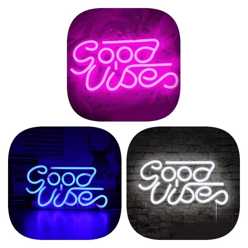 Good Vibes Neon Sign Led Word Usb Light Acrylic Lamp Bedroom Bar Party Decor