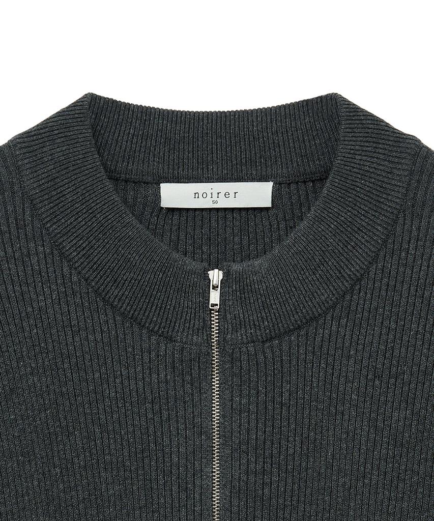 NOIRER Ribbed Zip-Up Knit (Dark Gray)