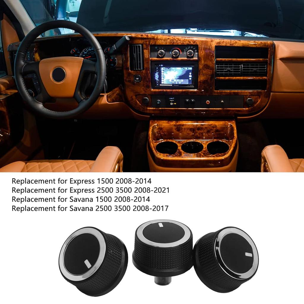 3pcs Climate Control Knobs, ABS Air Conditioner Control Knob 84793085 84141127 Replacement for Express 1500 2500 3500