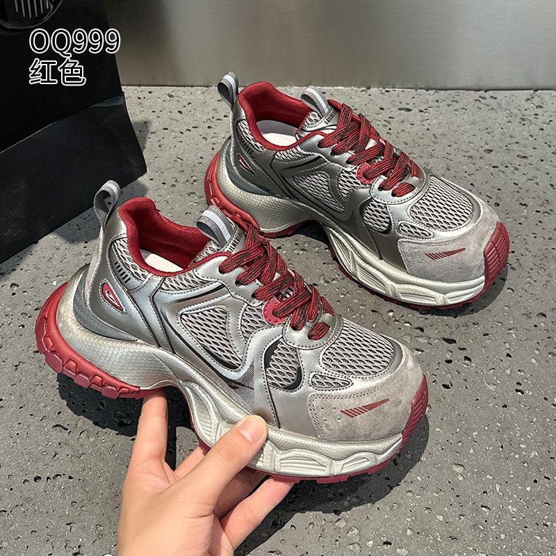 Casual Sports Velvet Running Shoes Autumn and Winter New Leather Platform Dad Shoes