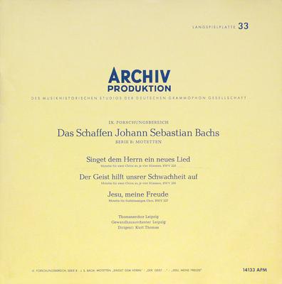 LP Schallplatte JOHANN SEBASTIAN BACH THOMANERCHOR Singet Dem Herrn Ein Neues Lied D 14133APM ARCHIV PRODUKT 1961 Deutschland Klassik Gebraucht
