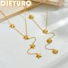 DIEYURO 316L Stainless Steel Golden Irregular Retro Personalized Flower Y-shaped Tassel Necklace Lady Fashion Neck Chain Jewelry