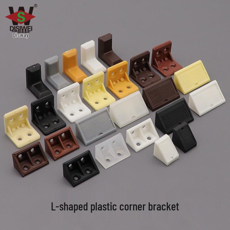 Diswei L-Shaped Plastic 90° Corner Bracket for Shelves and Cabinets
