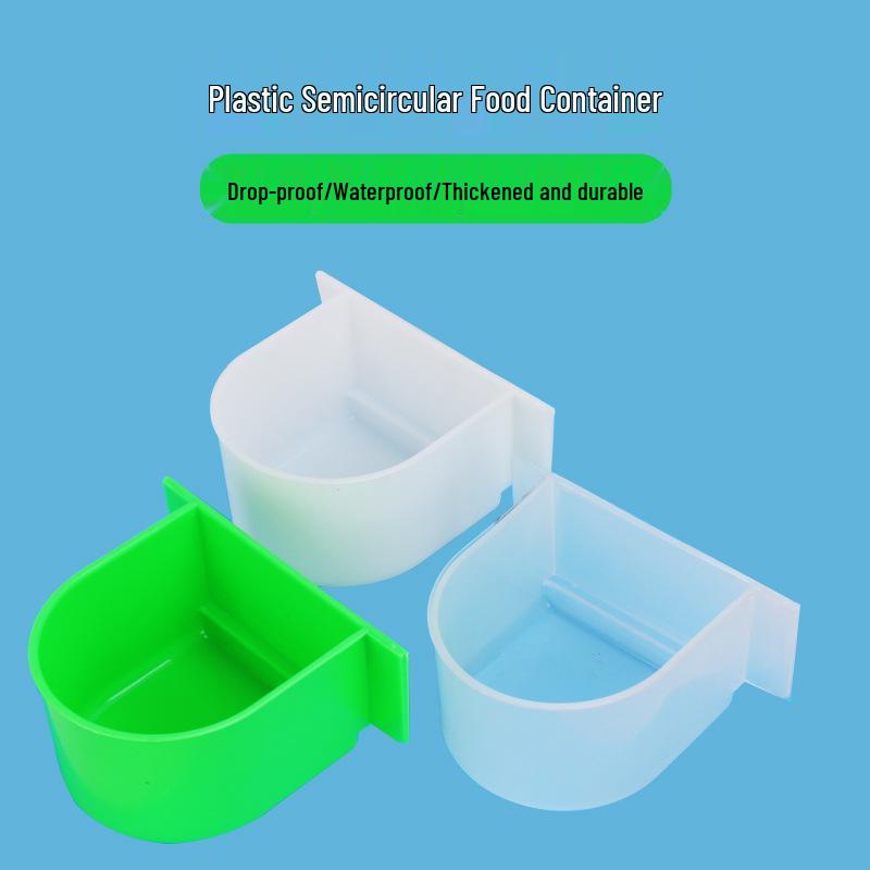 Clear Green Semicircle Bird and Rabbit Feeder Bowl - Cage Accessory