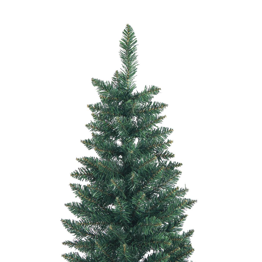 Pencil-Type Christmas Tree 210 cm with Foldable Base and 687 Branches for Bedroom Office Green