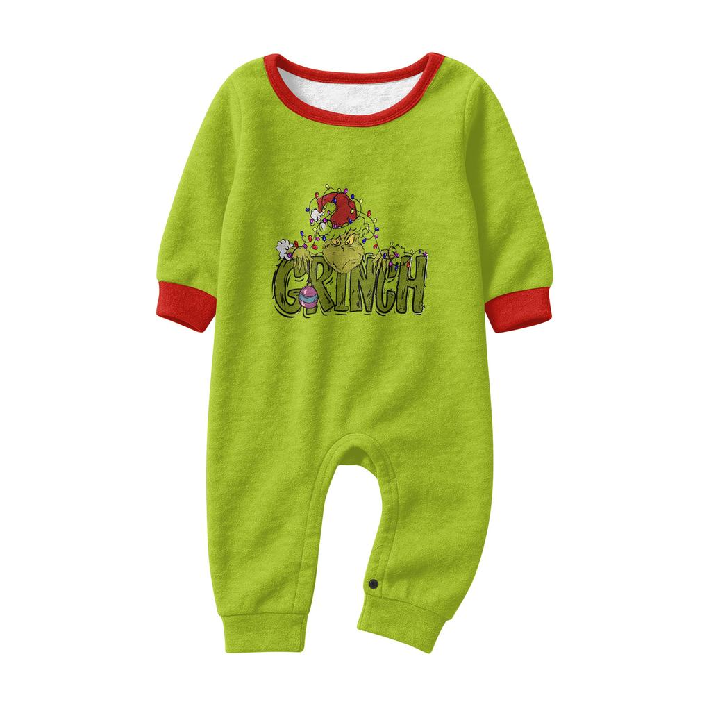 Christmas Print Family Matching Plush Loungewear Set, Parent-Child Holiday Pajamas
