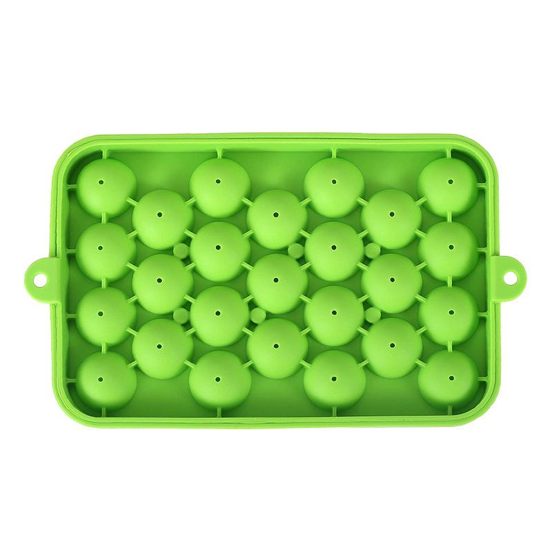 25-Grid Silicone Round Ice Ball Tray with Lid - Easy Release Fruit Ice Cube Mold