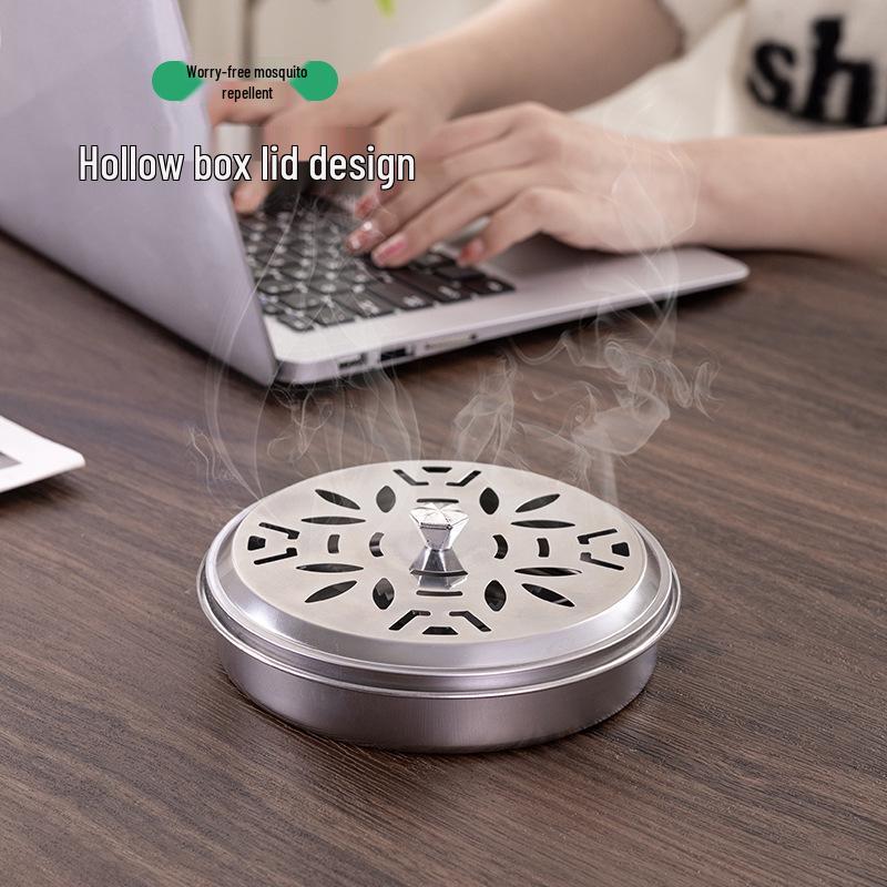 Stainless Steel Mosquito Coil Holder with Lid - Portable Mosquito Repellent Tray 410 Stainless Steel Mosquito Coil Tray белый