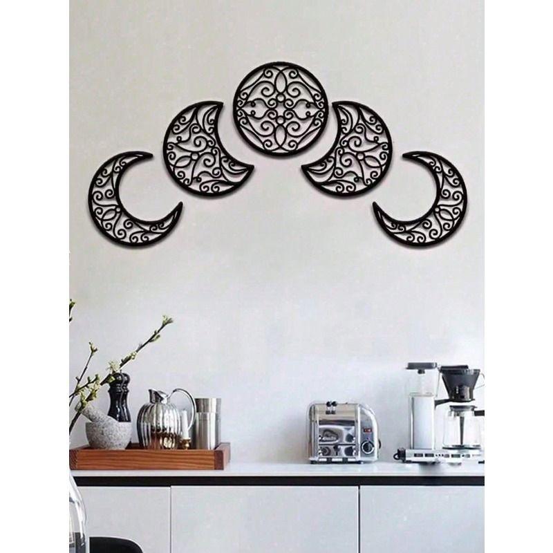 Islamic Metal Wall Art 5 Piece Crescent Moon Set Corrosion Resistant Home Decor Eid Gift