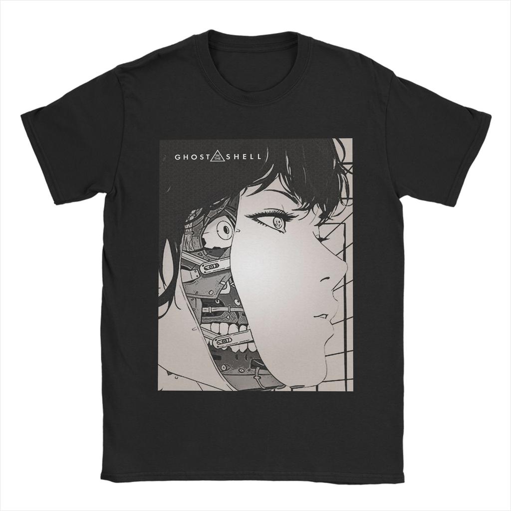 Ghost in the Shell T Shirts Men Cotton Vintage TShirts Crew Neck  Tee Shirt Short Sleeve Clothing Printed