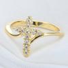 Women Silver Cross Ring with Diamonds Stylish European Fashion Jewelry Gift