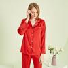 Long-sleeved Satin Cardigan Trousers Pajamas Loose Casual Home Wear Pajamas Women Solid Color Pajamas