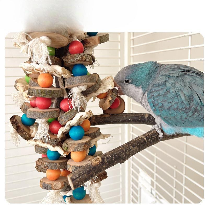 Giocattoli per Pappagalli di Taglia Media e Grande, Corde Legnose da Masticare, da Strappare per Alleviare la Noia, Giocattoli Cinguettanti per Uccelli, Gabbie per Uccelli, Accessori Decorativi per Pappagalli