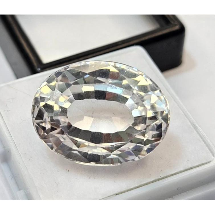 27-28 Ct Shine White Color Sapphire Oval Cut Beautiful Certified Loose Gemstone