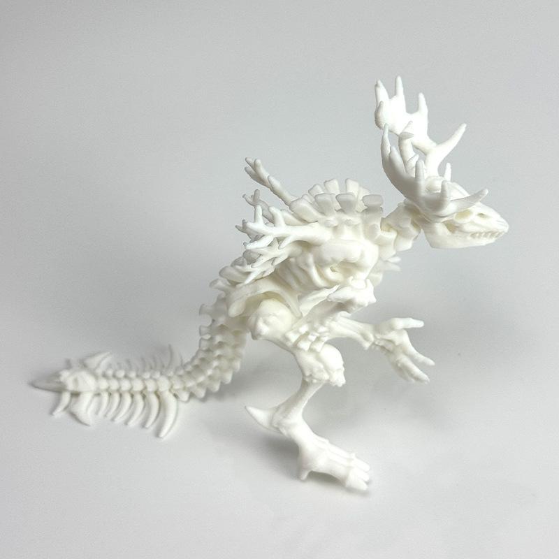 

3D Printed White Skeleton Dinosaur Toy Joint Movable Simulation Animal Dinosaur Model Home Decor Office Ornaments Halloween Gift