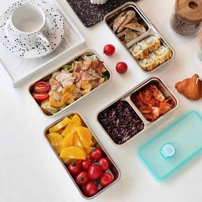 Recipientes para Lanche de Aço Inoxidável Yousheng Anti-Vazamento 2 Compartimentos Recipiente para Molho Reutilizável Recipientes para Condimentos com Tampas Lancheira de Metal