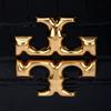 Tory Burch Eleanor Solid Double T Logo Crocodile Pattern Flap Chain Leather Handbag Women Handbags Black Gold 152261-890