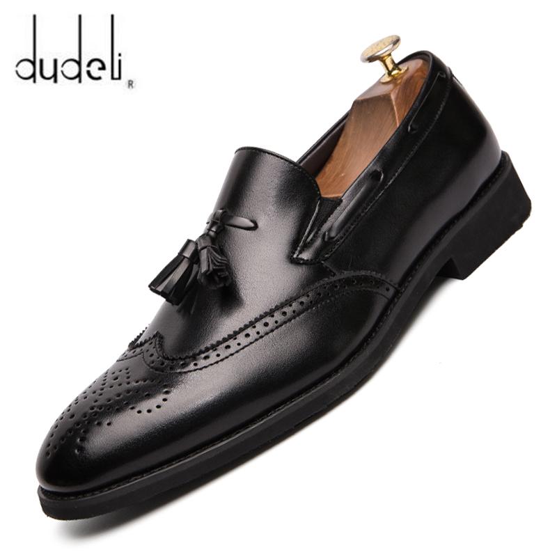 Fashion Big Size 38-48 Men Brogue British Oxford Dress Shoes Male Gentleman PU Leather Footwear Zapatos Hombre Flats Tassel Men Loafers