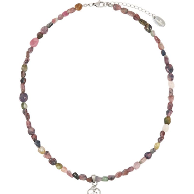 821WEBSERVICE heart pink stone necklace