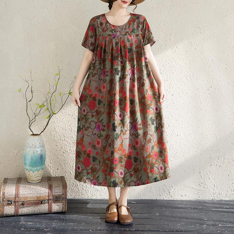 Letné oversize šaty Elegantné dámske dlhé šaty s krátkym rukávom Plus veľkosti