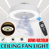 80W Acrylic Light Ceiling Fan Lamp Remote Control Three-color Dimming Ceiling Fan Household Light Decor Light