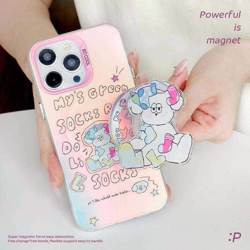 Etui magnetyczne Zhitai Frosted Laser do telefonów iPhone 16 Pro i Huawei P70 z uchwytem.