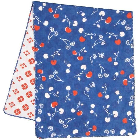Kurochiku Double-Sided Gauze Tenugui - Aoi Cherry Blossom - Becomes Softer with Each Wash, Triple Gauze, Gentle on Skin, Lightweight