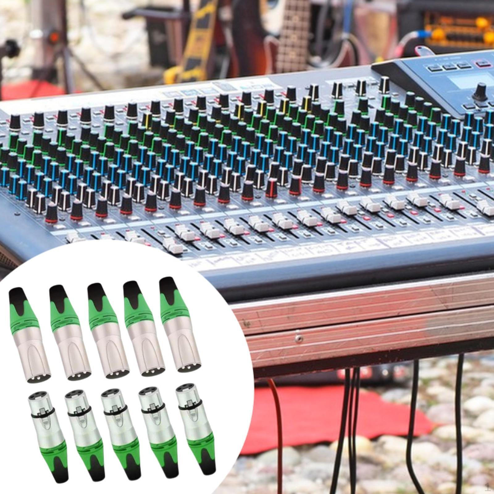 

10 Штук XLR Кабельний Роз єм Аудіо Розетка Штекер і Гніздо Ефективний Сплав Компактний Мікрофонний Роз єм зелений
