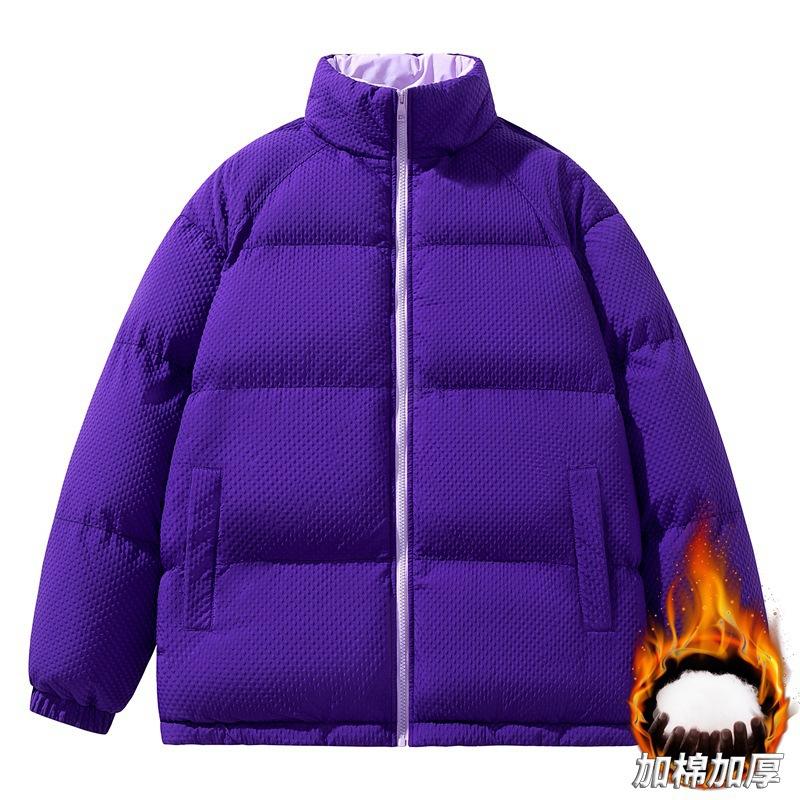 Winter Warm Thickened Bread Clothes Couple Young Handsome Cotton-padded Clothes Cotton Clothes Solid Color Stand-up Collar Versatile Jacket Tide