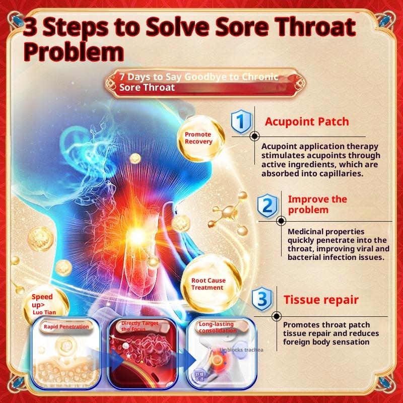 Sore Throat Treatment Patch,Cough,Throat Dry/Itchy Relief,Chronic Pharyngitis Relief,Herbal Medical Plaster Body Health Care,Adults&Children,8Pcs/ Bag