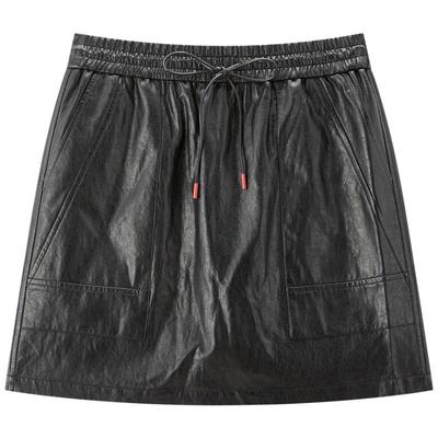 PEACEBIRD Women's High-Waist PU Leather A-Line Mini Skirt