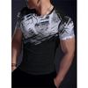 Men's Gradient Striped 3D Printed T-shirt Summer Casual Short Sleeved Top T-shirt
