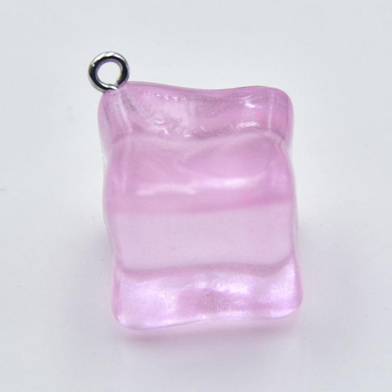 Luminous 3D Acrylic Ice Cube Keychain Pendant for DIY Jewelry розовый