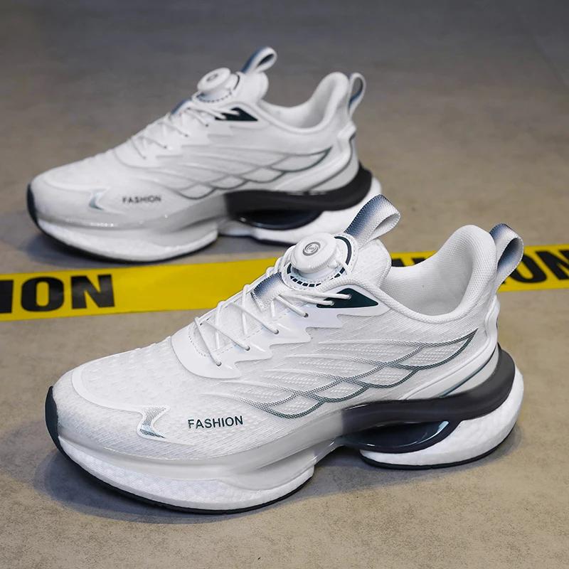 Women Reflective Outdoor Jogging Sneakers INS Chunky Sports Zapatillas Anti-Slip Unisex Footwear Men Rotary Buckle Running Shoes