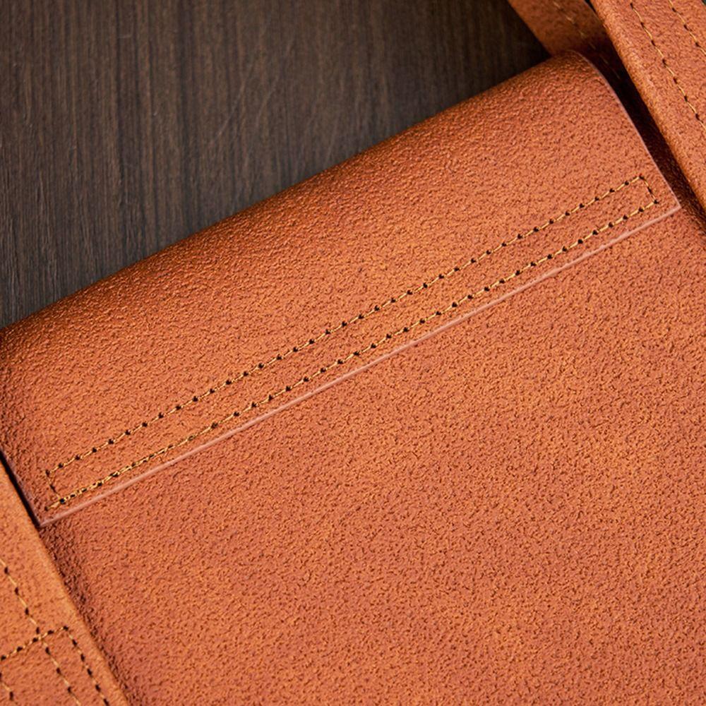 Large Capacity A4 Leather Document Bag Magnetic Button Simple Double Layer File Folder Elegant Lightweight