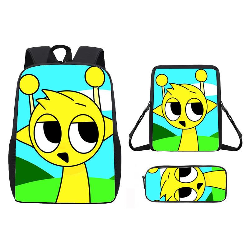 Incredibox Sprunki Pattern Backpack Shoulder Bag Pencil Case Three Set Piece