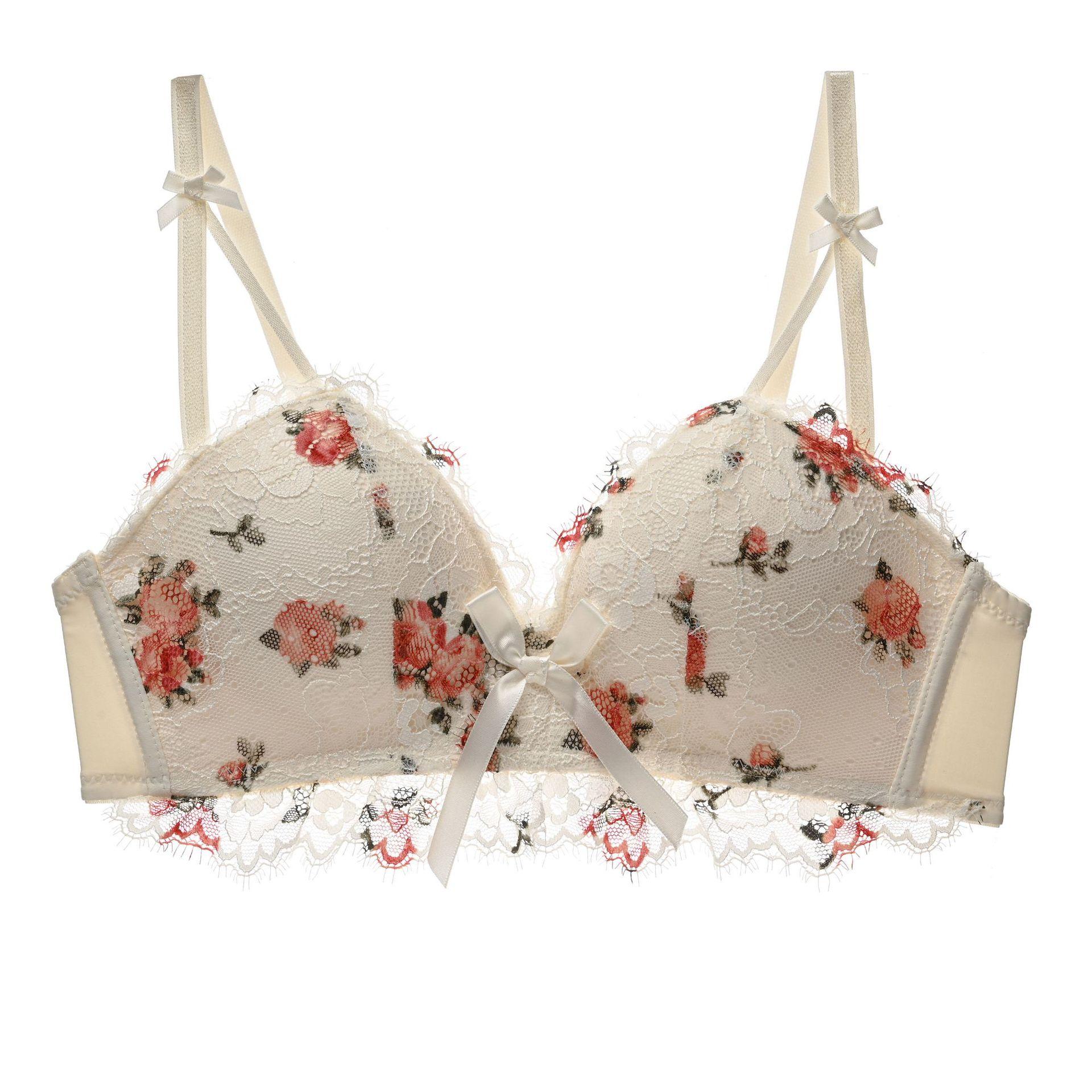 

Сексуальное кружевное латексное женское нижнее белье с цветочным принтом без косточек, бюстгальтеры пуш-ап с глубоким V-образным вырезом, нижнее белье AB Cup 80B белый
